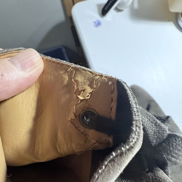 Nine West Krasher Boot Women 11 Brown Suede Distressed Lace Up Moto Western*flaw - Picture 8 of 10